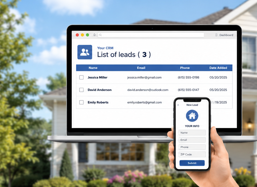 Lead dashboard and mobile lead form